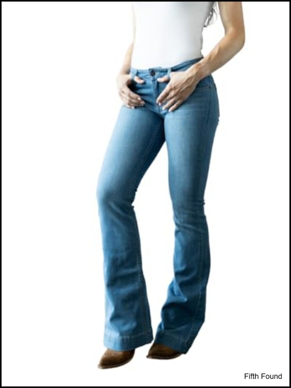 Mid-Rise Wide Flare Leg Tri-Blend Denim Jeans Trouser Fit